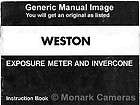 Weston Master 3 III Cine Meter Instruction Book Manual