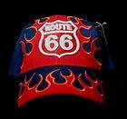 HAT   Route 66 3 D Embroidered Ball Cap   Blue with Re