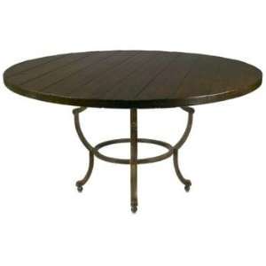   Iron Dining Table w/ 60 Round Wood Plank Top: Furniture & Decor