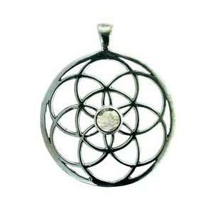  Flower of Life Moonstone Sterling Silver Pendant Jewelry