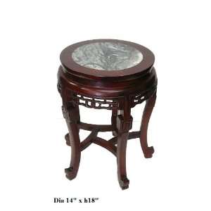   Red Brown Stone Top Round Stool End Table Ass836