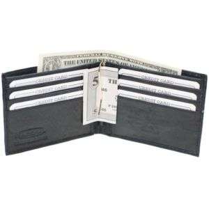    fold Mens wallet W/ MoneyClip Leather Blk #1462 803698927358  