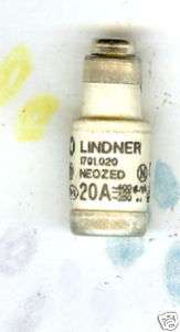 LINDNER 20 AMP #1701.020 250 V CERAMIC CARTRIDGE FUSE  