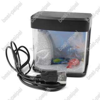 Mini Battery USB Toy Aquarium with Fish & LED Light  