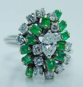 Vintage Jewelry 18K Gold Colombian Emerald Diamond Ring + VIDEO Estate 