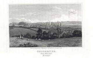 Essex COLCHESTER from Mile End. Old Antique Print.1818  