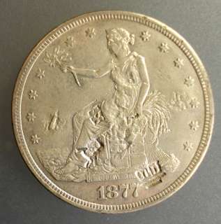 1877 S TRADE DOLLAR, AU ( CHOP MARKS )  