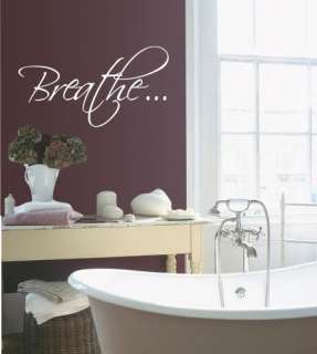 Bath Tub BREATH   Bathroom Relax Wall Quote Decal  