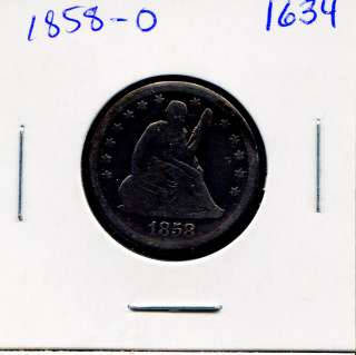 1858 O Liberty Seated Silver Quarter #D1634  