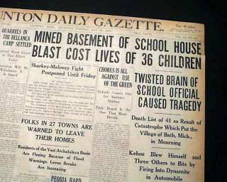 1927 BATH MI Michigan School Dynamite Explosion DISASTER Deaths 1927 