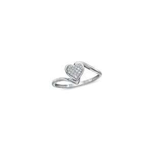  ZALES Diamond Accent Heart Bypass Ring in 10K White Gold 