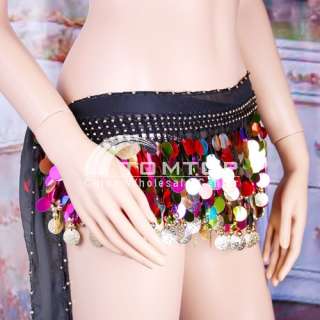 Colorful sequins tribal Belly Dancing skirt waist belt  