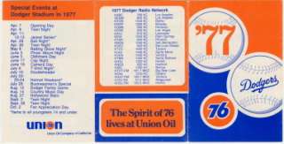 1977 & 78 Los Angeles Dodger Pocket Schedules Union Oil  