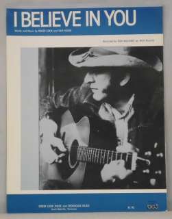 DON WILLIAMS  I Believe In You   Sheet Music   NM 1980  