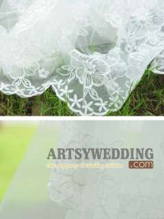 1T White/Ivory Wedding Bridal Veil Long Cathedral Trail Embroidery 