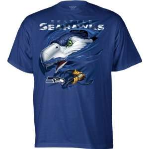  Seattle Seahawks Navy Intense Mascot T Shirt Sports 