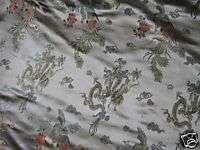 BED SILK BROCADE FABRIC MATERIAL DRESS Silver DRAGON 1Y  