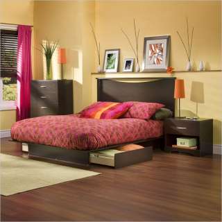   Deauville Chocolate Queen Wood Platform Bed 2 PC Bedroom Set  