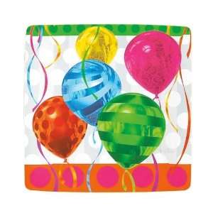  Balloon Brights 7 Square Shaped Cake/Dessert Plates (8ct 