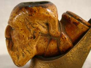 Antique WOOD Carved FOLK ART Old FIGURAL Estate PIPE Bowl MAN Head 