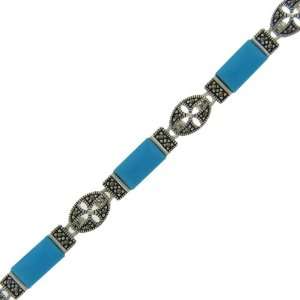  Sterling Silver Marcasite Turquoise Bracelet: Jewelry