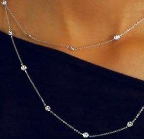 14K WG DIAMOND BY THE YARD NECKLACE 40 INCH 1.14ct  