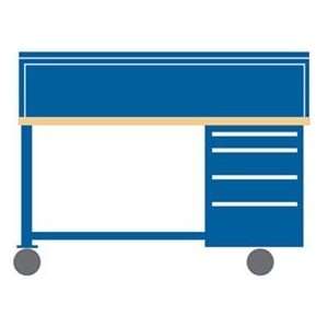 60x30x50.75 Cabinet & Leg Mobile Workbench W/4 Drawers, Stat. Riser 