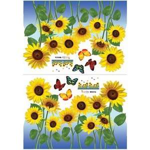 Sunflowers & Butterfly   Reusable Easy Instant Decoration Wall Sticker 