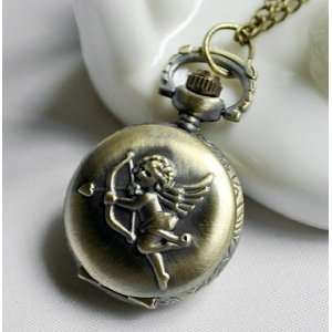  Trumpet Cupid Angel Pocket Watch Necklace 