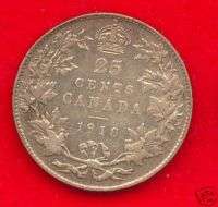 110) CANADA 1918 25 CENTS KING GEORGE V VF  