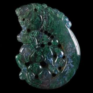 HK25384 50x37x6 Carved Moss Agate Pendant Bead  