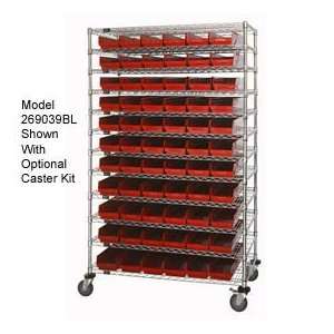   24x72x74 Chrome Wire Shelving With 176 Shelf Bins Red: Home & Kitchen
