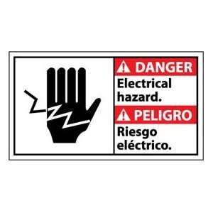 Bilingual Plastic Sign   Danger Electrical Hazard:  