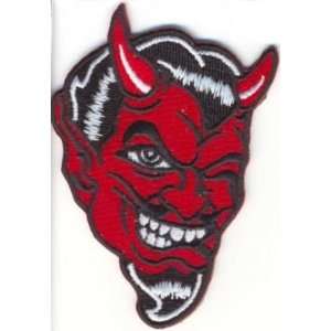  DEVIL FACE WINKING Embroidered Funny Biker VEST PATCH 