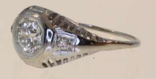 14k white gold .52cttw european cut diamond engagement ring 2.5g 