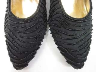 FLINGS Black Beaded Slides Pumps Heels Shoes Sz 10  