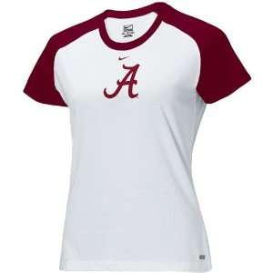  Nike Alabama Crimson Tide White Ladies Training T shirt 