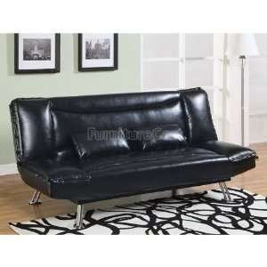   Furniture Luxurious Black Faux Leather Sofa Bed 300144 Furniture
