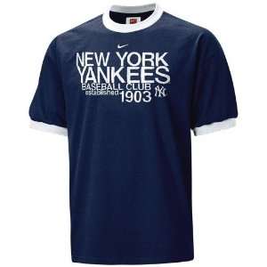  Nike New York Yankees Navy Blue Established Ringer T shirt 