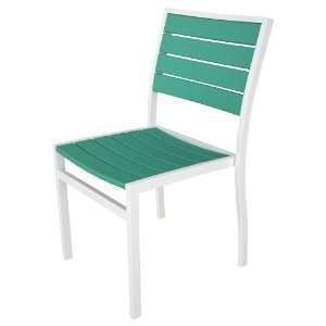   Euro Side Chair with Poly Wood in White / Aruba: Patio, Lawn & Garden