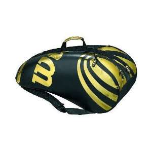  Wilson 11 BLX Tour Six Tennis Bag (Black/Gold) Sports 
