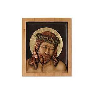  NOVICA Cedar relief panel, Crown of Thorns