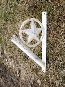 Rustic Wrought Iron Flag Pole Holder with Star Decoration  