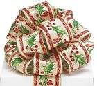 Christmas Holly Wired Ribbon #40 2.5 Inches 20 Yard Roll