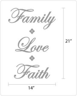 FAMILY LOVE FAITH   Wall Quote Decal livingroom decor  