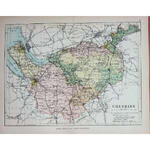  Map England C1895 Cheshire Chester Northwich Stockport 