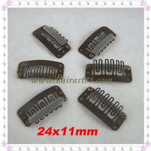  50pcs clip/snap clip hair/wig/weft 24x11mm brown Beauty