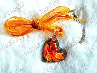 Wholesale 36ps 3D Flower Murano Glass Pendants Necklace  