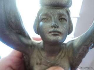 VINTAGE Art Deco 1920S Spelter Woman Kneeling Lamp Base Statue  