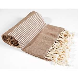  Turkish Towel Pesthemal with Thin Stripes on Brown. High 